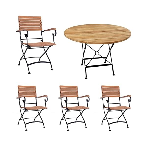 OUTLIV. Lindau Biergartensessel-Set Stahl Teak