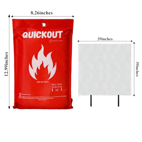 Fire Blanket, Fiberglass Survival Gear for Outdoor Situations, Emergency Retardant Blanket with Fire Suppression Proprieties, Easy to Use, Ideal for Home Safety Kit, Survival Kit, Trekking Kit