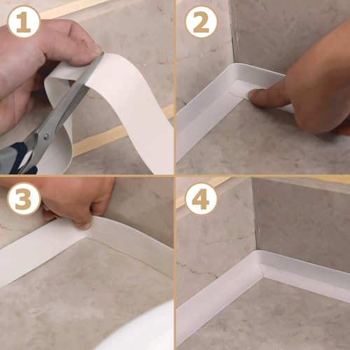 Image of Honitra 2 Roll White Caulk Tape, 1.5 inch x 10.5Ft Self-Adhesive, Waterproof, Edge Protector for Kitchen, Bathroom, Sink