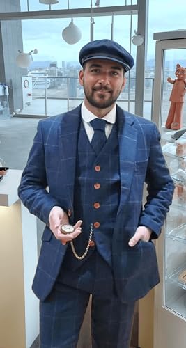 Wemaliyzd Men's Premiun Tweed Blend Flat Front Check Dress Pants FZ106-TR(Green,30W32L)3