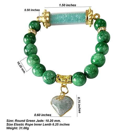 Image of Heavens Tvcz Buddha Bracelet with Thai Green Jade Healing Beads & Heart Pendant - Buddhist Lucky Charm Bangle for Love, Protection & Good Fortune