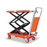 Tory Carrier Hydraulic Double Scissor 770LBS Capacity, Cart Lift Table Cart 51.2”Lifting Height, Manual Scissor Lift Table 4 Wheels and Foot Pump, Elevating Hydraulic Cart for Material Handling