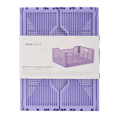 CTG Caixas de plástico dobráveis, 40,6 x 30,5 x 17,8 cm, lilás, 1 pacote, empilhável dobrável cestas