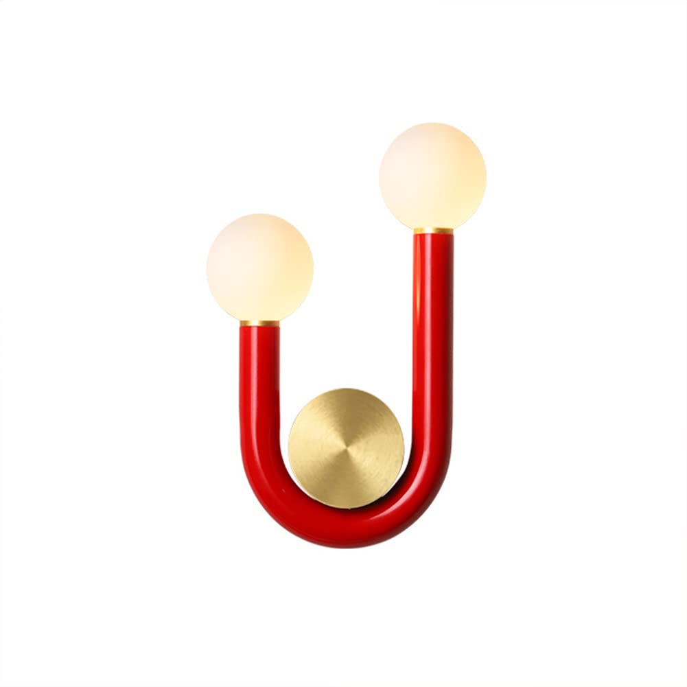 SXSCARKX Wall Light Indoor LED 10W 3000K Warm White Modern Metal Lamp Decorative Sconce for Living Room Bedroom Hallway Corridor Stairs Hall, Red
