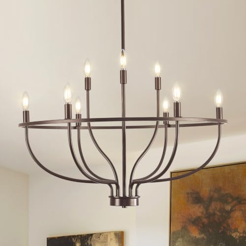 9-Light Farmhouse Oil Rubbed Bronze Chandelier Dining Room Light Fixture
