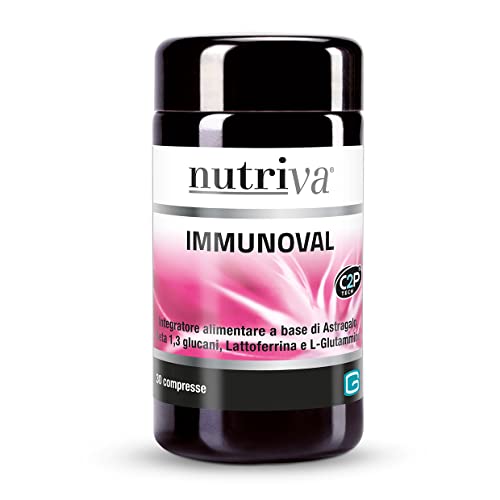 Nutriva Immunoval, Integratore Alimentare A Base Di Astragalo, Beta 1,3 Glucani, Lattoferrina E L-Glutammina. Supporta Le Difese Immunitarie. 30 Compr