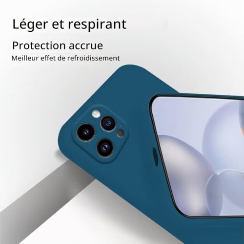 HONLEN Coque pour Samsung Galaxy A21s Protection Étui, (6.5" inches) Liquide TPU Silicone Case Anti Rayures Ultra Mince Souple Cover en Silicone Bleu Saphir – vue 5