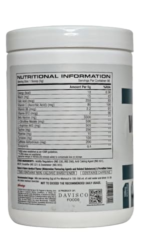 Image of Davisco Foods Pre Workout PUMP Get Next Level Energy, Strength & Endurance 80 Serving Pre Workout Focus, Strength, Energy and Extreme Muscle Pump (400 g, Fruit Punch)