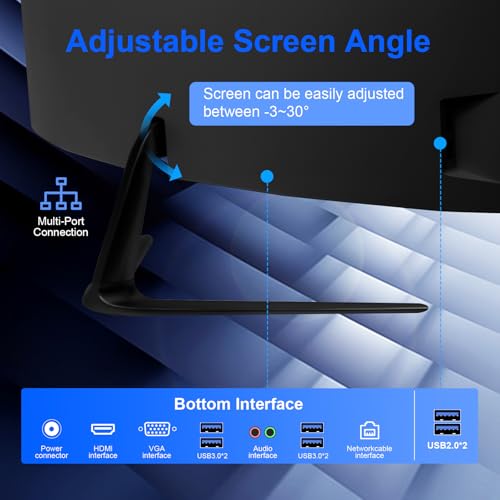 Image of All-in-One Desktop Computer PC, 19 inch Touchscreen FHD Display Monitor, Pentium G5400 Processor, 8GB RAM, 256GB SSD, Dual-Band Wi-Fi, Bluetooth, 4 USB,VGA for Office Gaming Home Study