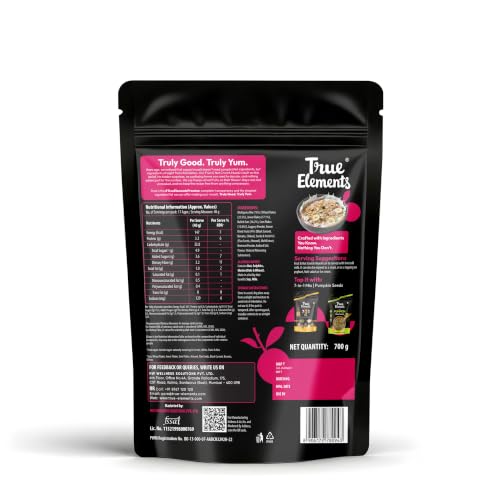 Image of True Elements Fruit & Nut Crunch Muesli 700g | Fruit and Nuts | Cereals for Breakfast | Rich in Fibre | Muesli with Oats and Nuts