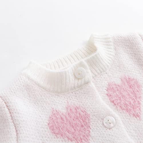 Image of Simplee kids Baby Girl Thin Sweater Solid White Pink Cardigans for Toddler 0-3Years
