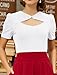 Womens Sexy Tops Short Sleeve Casual Summer Tops Shirts White Blouses Size L