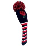 CHEZBABY Sunflower Embroidery Golf Club Head Covers Cute Knitted 460cc Driver Wood POM POM Long Neck
