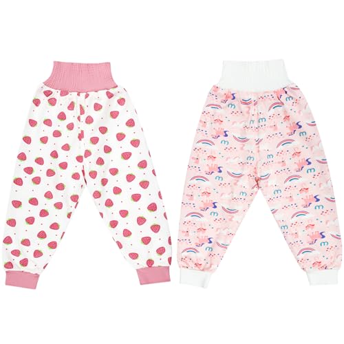 MOEMOE BABY Leakproof Diaper Pants for Potty Training Nighttime Diaper Shorts for Toddler Boys and Girls 2 Packs