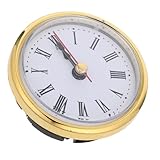 Acabado artesanal: cada inserto de reloj de escritorio está pulido para lograr una superficie lisa y una exquisita esfera de reloj con borde dorado, manteniendo su brillo incluso con un uso prolongado y brindando una apariencia refinada, esfera de reloj de repisa redonda, mini inserto de reloj de cuarzo