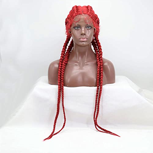 Perruque tressée de jute 36" Xiweiya boîte tressée synthétique rouge chaud