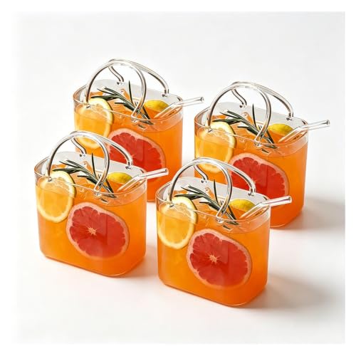 Fxiaobin Vasos con Forma de Bolso para Bebidas con Pajita Copa con Forma de Bolso para Cócteles Jugos Té Postres y Arreglos Florales,4pcs