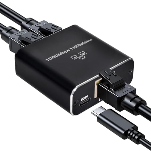 Gigabit Network Ethernet 1 a 2, Gigabit Ethernet 2 Puertos 1000Mbps, Conmutador de Red RJ45, Conmutador Gigabit, Switch Gigabit 2 Puertos, Divisor Ethernet para Ordenadores Hubs Televisores Routers