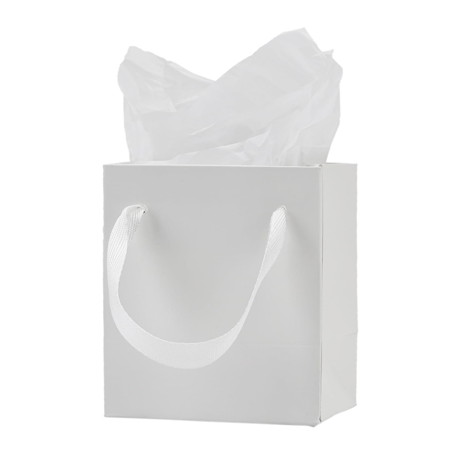 Aosric White Gift Bags with Tissue Paper, 30 Pack 10x7x11.4 cm Reusable Goodie Bag for Christmas Gifts, Halloween Treats, Wedding, Baby Shower, Birthday Party Favor, Return Gifts