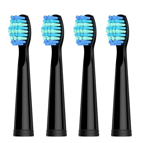 Seago Electric Toothbrush Heads fit for Seago Toothbrush, D7/D8/FW507/FW508/FW551/917/959//SG-958/SG-551/SG-507/508 Soft Bristles Brush Replacement Heads Pack of 4 (Black)