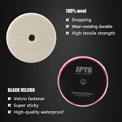 SPTA 10pcs Polishing Pads Kit, 7 Inches Large Size Buffing Pads, Car Foam Buffing Sponge Pads Kit with 5/8\"-11 Backing Plate for Car Waxing Polishing