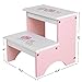 SONGMICS Children Step Stool, Wood Bed Steps for Kids, Owl Theme in Bathroom Closet Kitchen Toilet Pink and White ULKF02PK