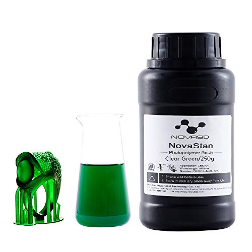 NOVA3D 3D Printer Resin, 405nm LCD Rapid Resin Standard Photopolymer Resin for LCD 3D Printing, Clear Green, 250g