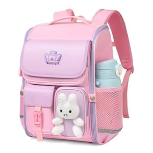 VNINE Kids Backpack for Girls School Backpack for Elementary Primary Kawaii Pink Girls Large Capacity Bookbag Kids Travel Bag Waterproof School Bag for Aged 6-12
