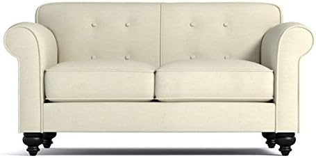 Pico Tufted Back Apartment Size Sofa, Cream, 64" x 37" x 33"