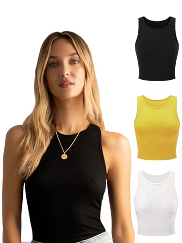 Image of KERI PERRY Tops for Women Crop Top for Women's Tank Activewear Tee Sports Western Casual Cotton Camisole Pack of 3 Combo
