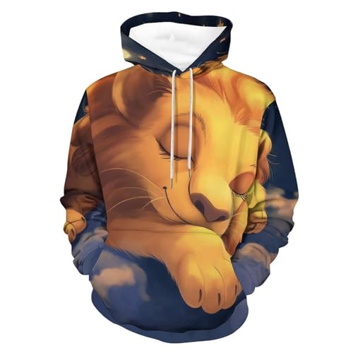 Sweat à capuche lion de la lune homme femme S - Pull manches longues original et sweatshirt