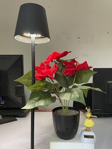 Image of Red Artificial Poinsettia Flower with Pot Decoretion in Home Office Living Room Decore Photography Kitchen Interior Table Centerpiece House Warming Gift Iteam | 30 cm
