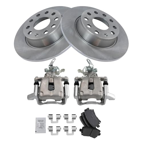 Image of TRQ Rear Brake Pad & Rotor Kit Ceramic Compatible with 2010 Volkswagen Golf Jetta