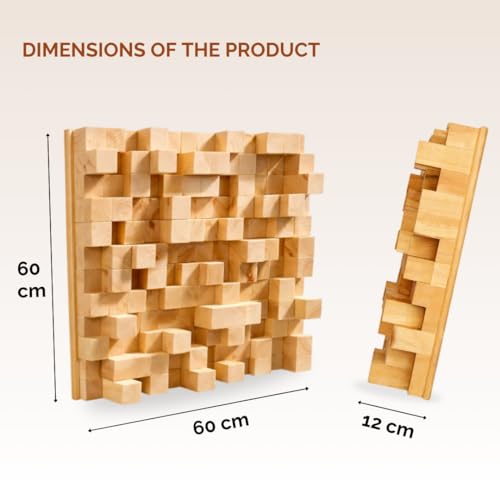 Image of Timber Acoustics Skyline Sound Diffuser | Sound Diffusion | Pine-wood | Noise Reduction and Acoustic Room Treatment (Single) (60 X 60 X 12 cm) (Natural)