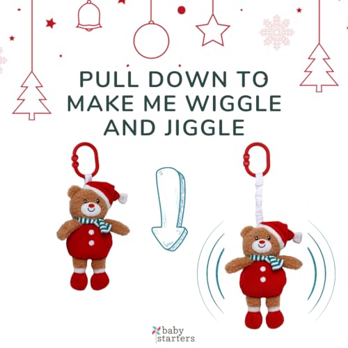 Image of Baby Starters Magic Years Bear Chime Toy with Pull and Jiggle Vibration Feature and Travel Hook, Christmas Red, 9 inch