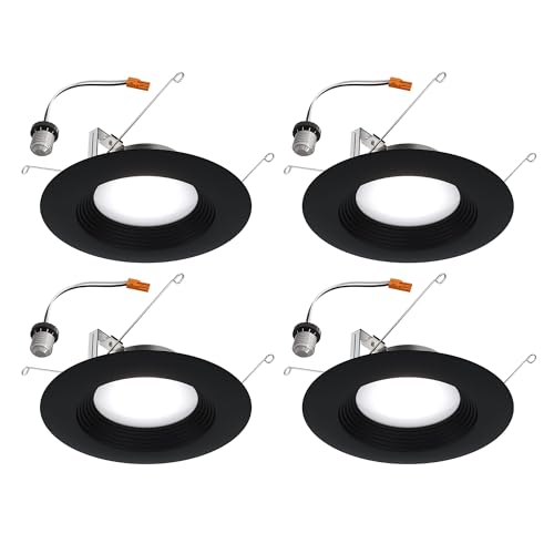 Halo LT 5/6 inch LED recessed Can Light Trim 5CCT dimmable 685lm Black 4PK - image 1