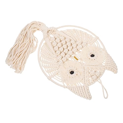 Tapiz de macramé de búho colgante: decoración del hogar estilo boho chic de algodón