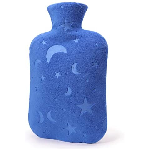 DICEVER Hot Water Bottle with Soft Cover, 2L Hot Water Bag for Menstrual Cramps, Neck and Shoulder Pain Relief, Hot and Cold Therapies, Hand Feet Warmer, Blue Cover