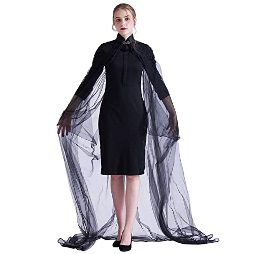 Manteau collier reine elfe noir en taille M pour tenue de cérémonie