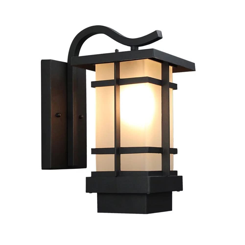 LUOYAOB Outdoor Wall Lights White Ground Glass Outdoor Wall Lamp Japanese-Style Waterproof Wall Sconces Iron Vintage Exterior Lighting Fixtures for Porch Garage Doorway Hallway Villa Balcony Pavilion