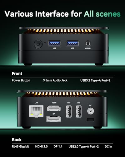 NiPoGi Essenx E1 Mini PC AMD Ryzen 3250U Windows 11 Pro (2C/4T, up to 3.5 GHz) 8GB DDR4 RAM + 256GB, 4K@60Hz dual display HDMI 2.0 + DP/Wi-Fi/BT/LAN, mini computer for office/education - Image 6