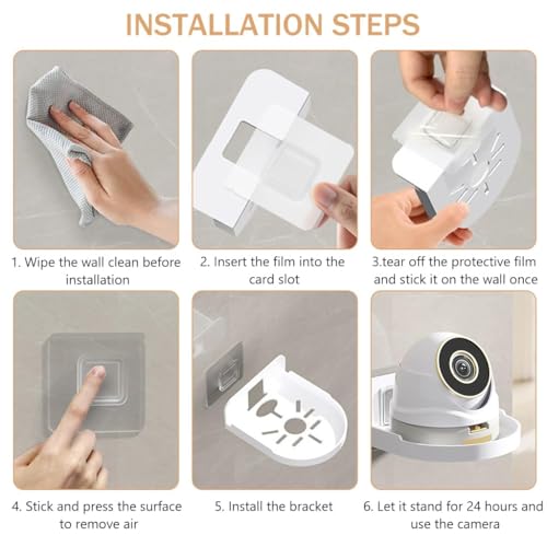 Image of Bectro Screw-Less L-Type Wall Mount Holder for Smart CCTV Cameras | Stand with Heavy-Duty Wall Mount Sticker | Universal use for 360 Robo, Cube, Dome & PT Camera for Home /Office (Pack of 4)