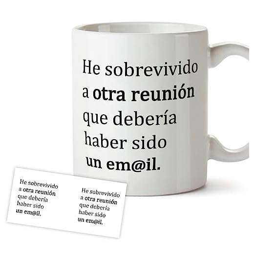 MYDREAM Tazas de Cafe Originales - Tazas Originales para Regalar - He sobrevivido a otra reunión que debería haber sido un email. Regalos graciosos, Taza Jefe y Jefa, Taza desayuno 350 ml