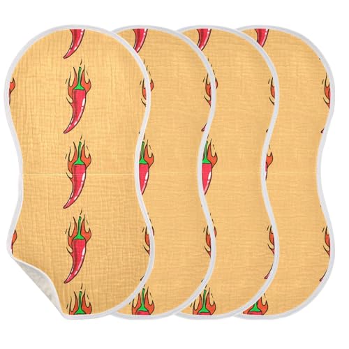 Muslin Burp Cloth for Baby 2PCS Hot Chili Peppers Super Absorbent Burping Cloths, Bibs for Newborn Boys Girls3