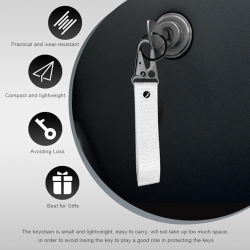 Image of Wevdn Car Key Chain, Fabric Metal Practical Multifunctional Motorcycle Keychain, Anti-Lost Keychain with O-Ring for Men Women (White)