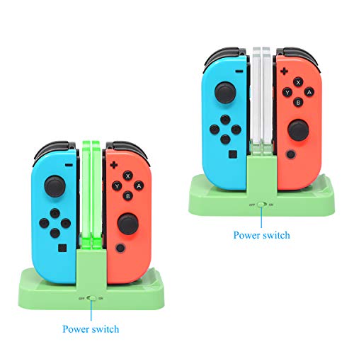 Image of FastSnail Controller Charger for Nintendo Switch & OLED Model for Joycon, Charging Dock Station for Joy con and Pro Controller with Charger Indicator & Type C Cable for Joycon 1 Controller Green