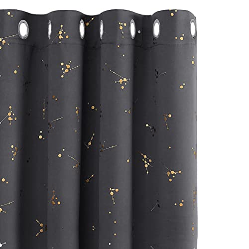 Deconovo Eyelet Grey Blackout Curtains