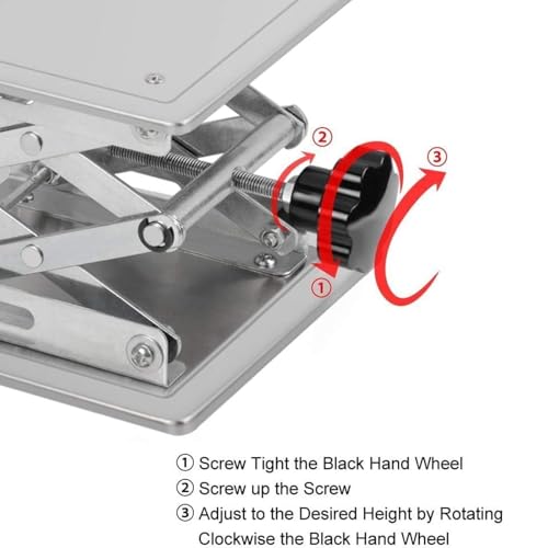 Mesa de laboratorio manual ajustable, plataforma de elevación de tijera de acero inoxidable, altura de 50 a 460 mm, capacidad de carga de 5 a 25 kg, ideal para uso en laboratorio y control remoto