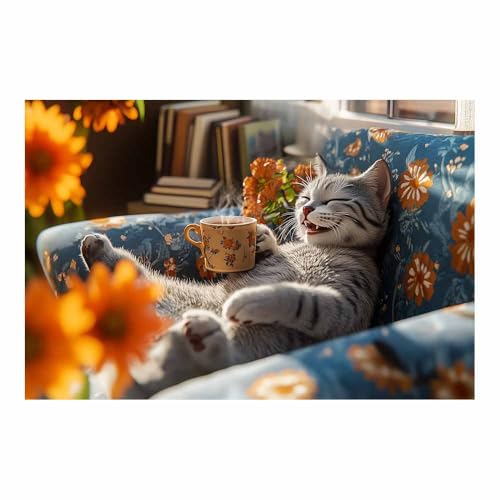Toile d’animaux chat mignon tableau marron DunPei sans cadre