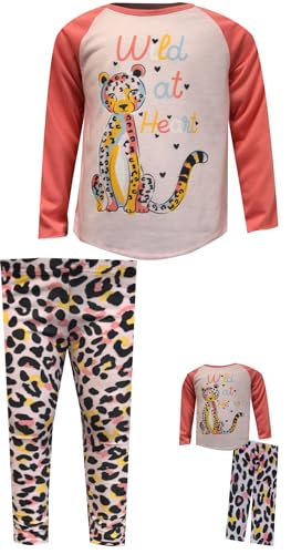 Komar Kids Girls Cheetah Animal Print Coral Pajama with Matching Doll Pajama2